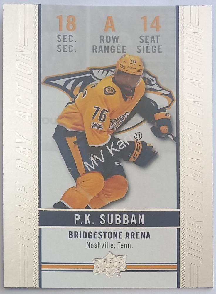 2018-19 Upper Deck Tim Hortons Collector's Series - Game Day Action #GDA-14 P.K. Subban