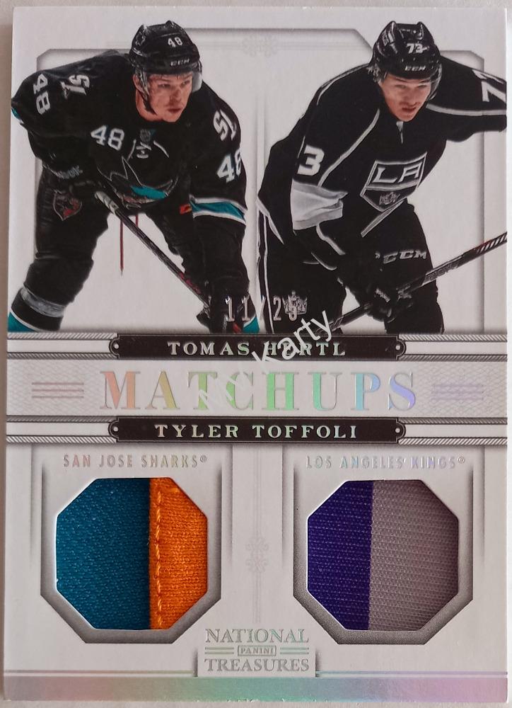 2013-14 Panini National Treasures - Matchups Jerseys - Prime #M-HT Tomas Hertl, Tyler Toffoli #/25