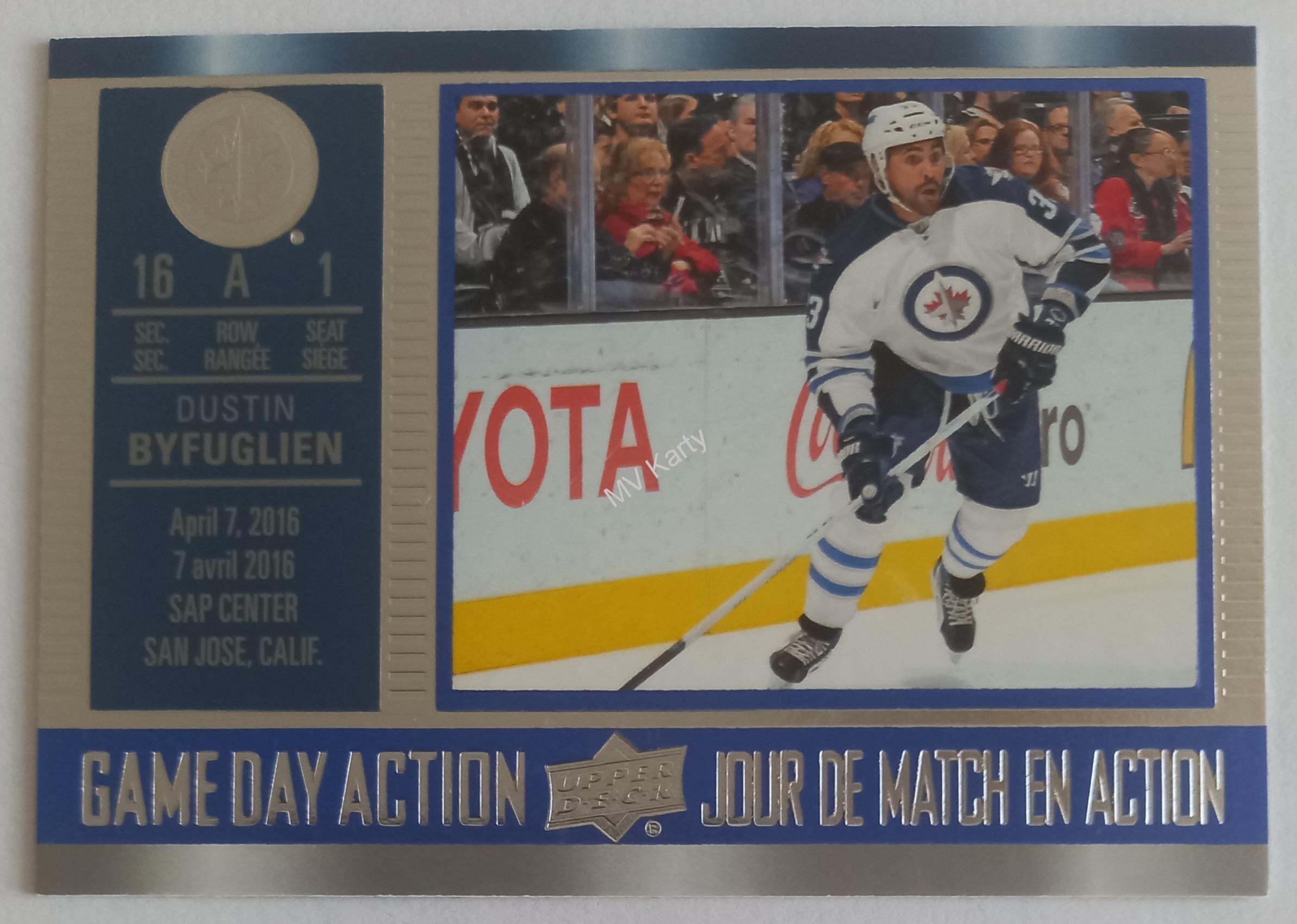 2016-17 Upper Deck Tim Hortons Collector's Series - Game Day Action #GDA-15 Dustin Byfuglien