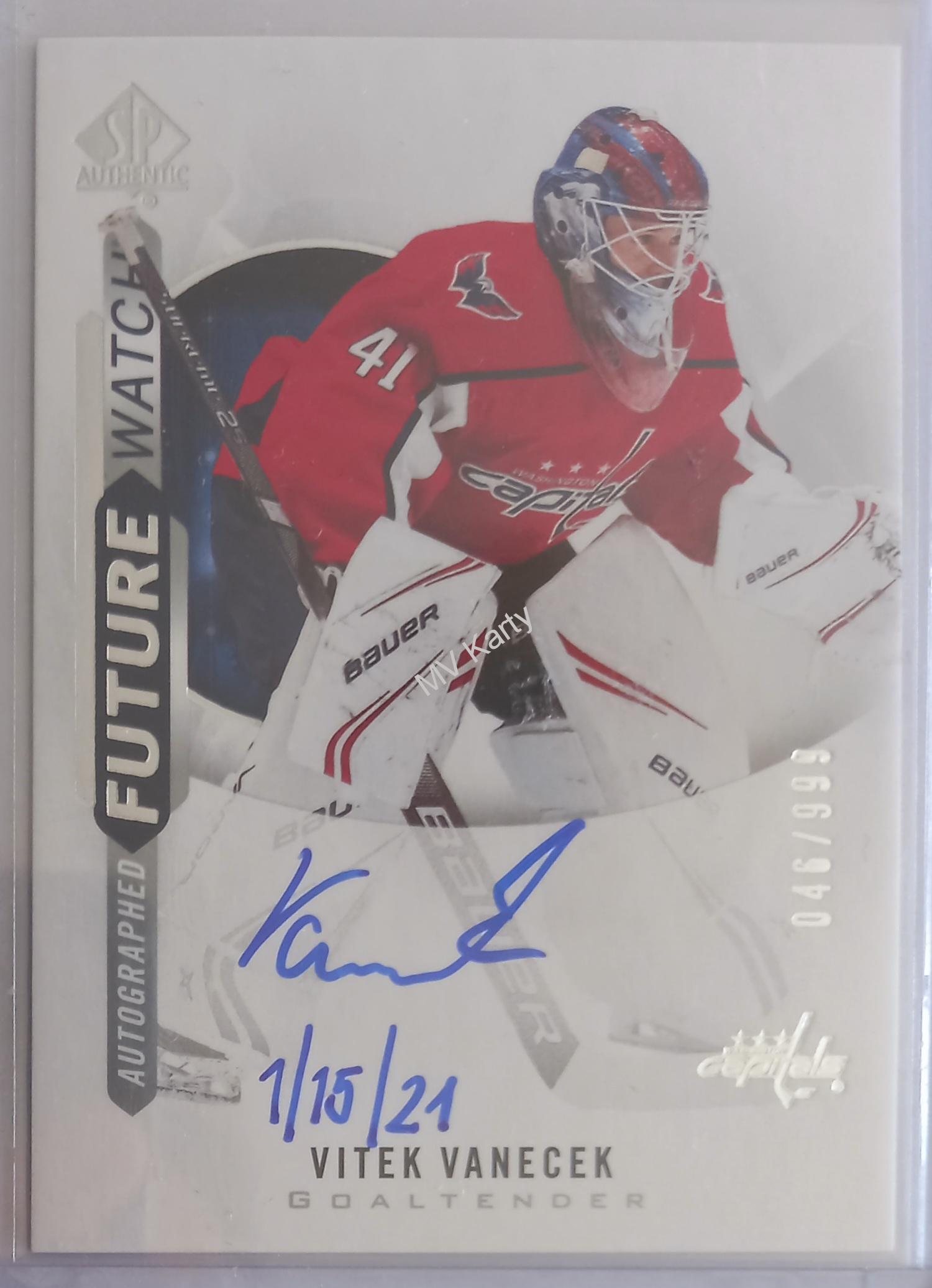 2020-21 Sp Authentic Future Watch Autograph Inscribed Vitek Vanecek #46/999