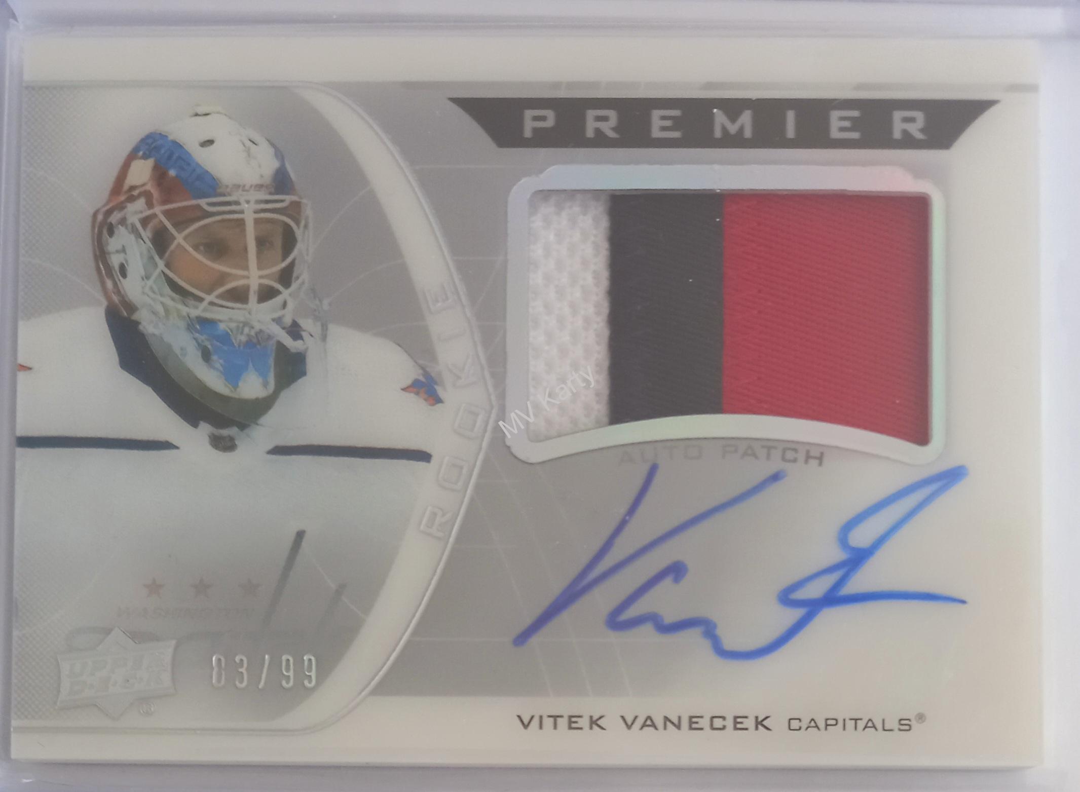2020-21 Upper Deck Premier - Acetate Rookie Auto Patch Horizontal #AHR-VV Vitek Vanecek #/99