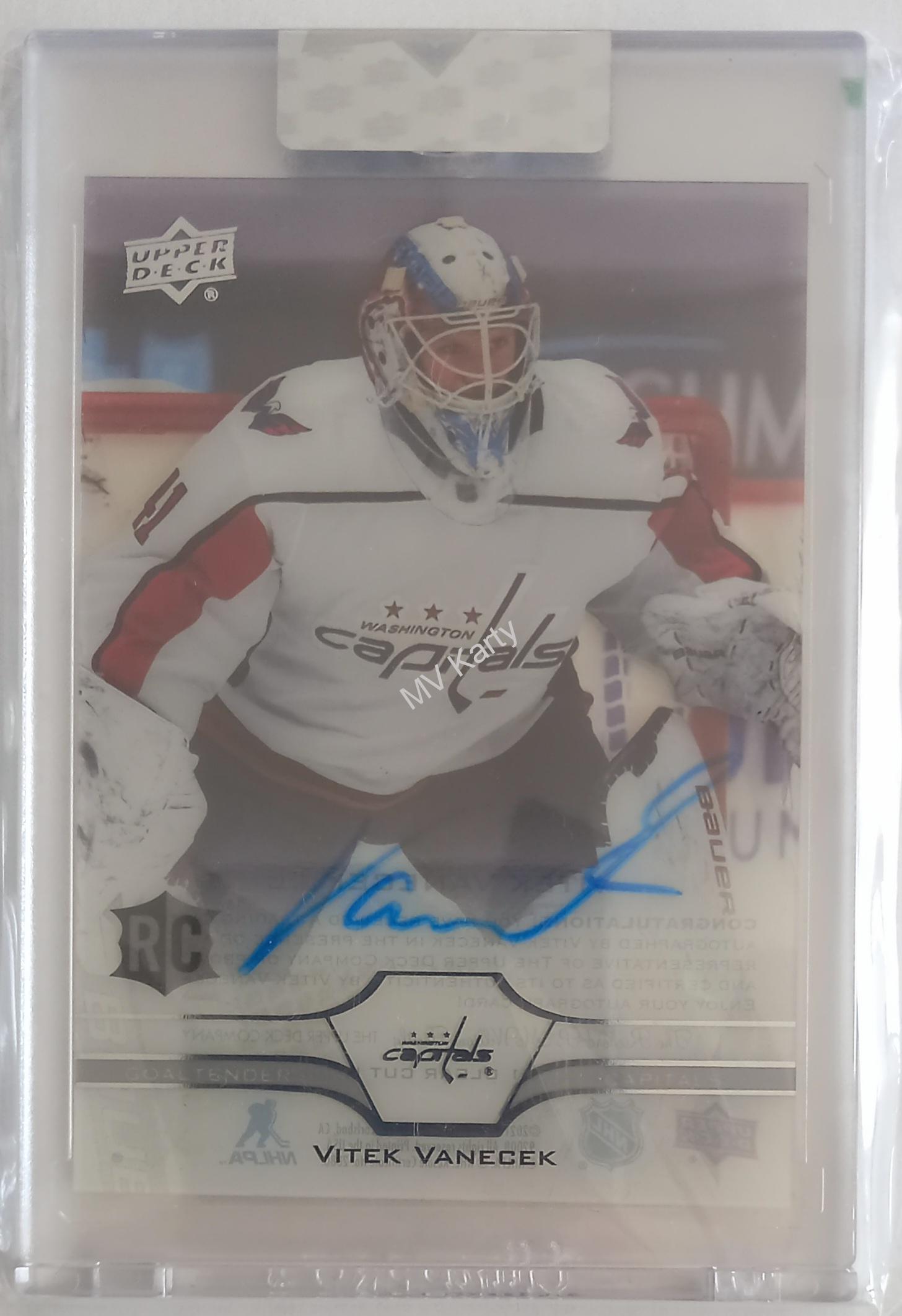 2020-21 UD CLEAR CUT AUTOGRAPH RC ROOKIE CC-VV VITEK VANECEK