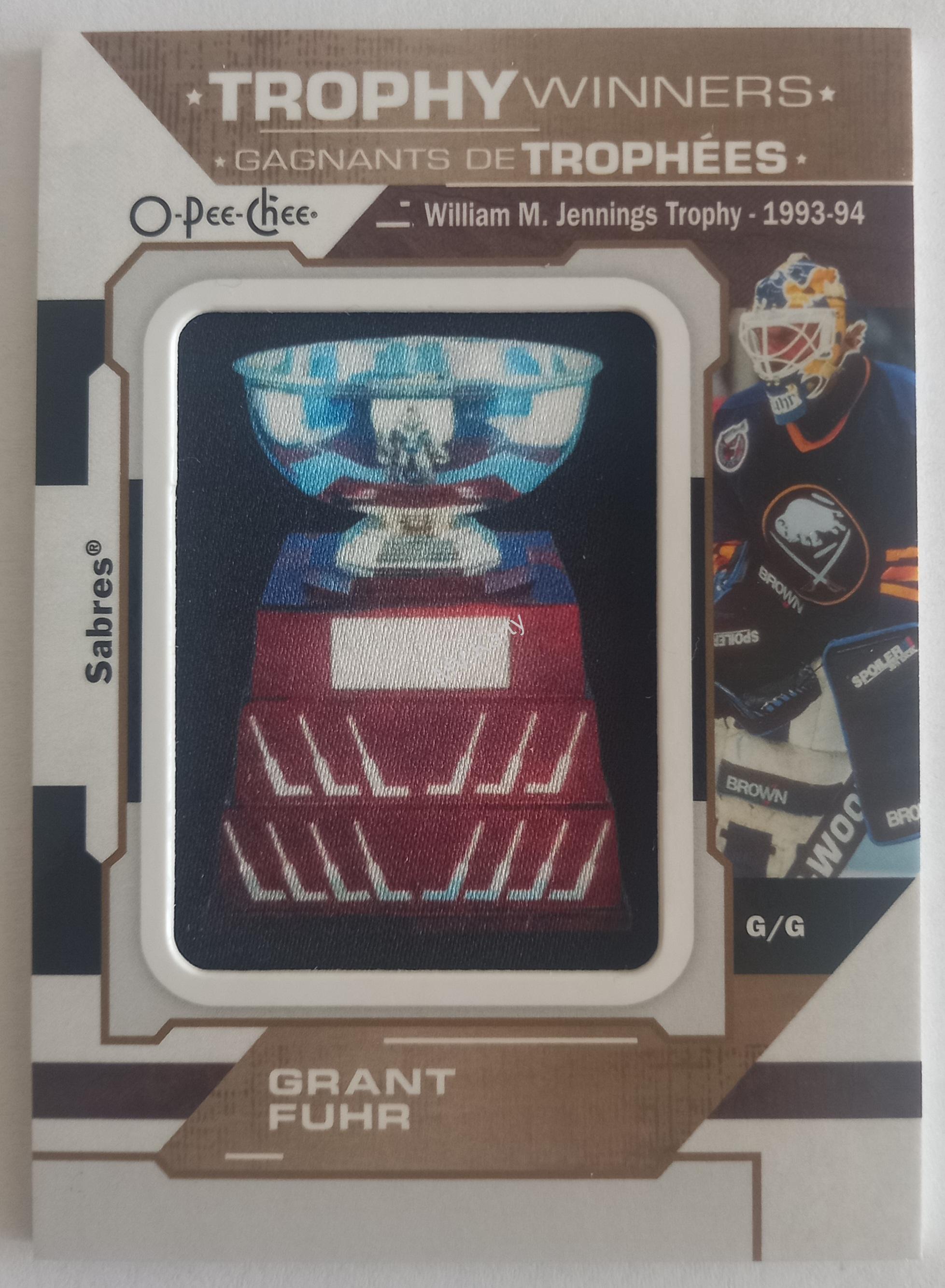 2022-23 O-Pee-Chee - Trophy Winners Manufactured Patches #P-18 William M. Jennings Trophy - Grant Fuhr