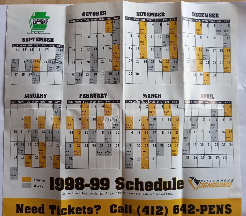 1998-99 Pittsburgh Penguins schedule (Rozpis zápasů sezóny)