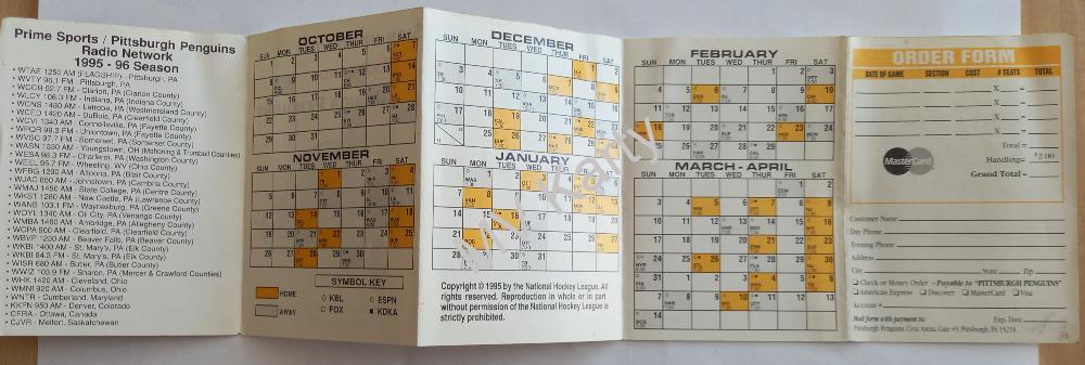 1995-96 Pittsburgh Penguins schedule (Rozpis zápasů sezóny)