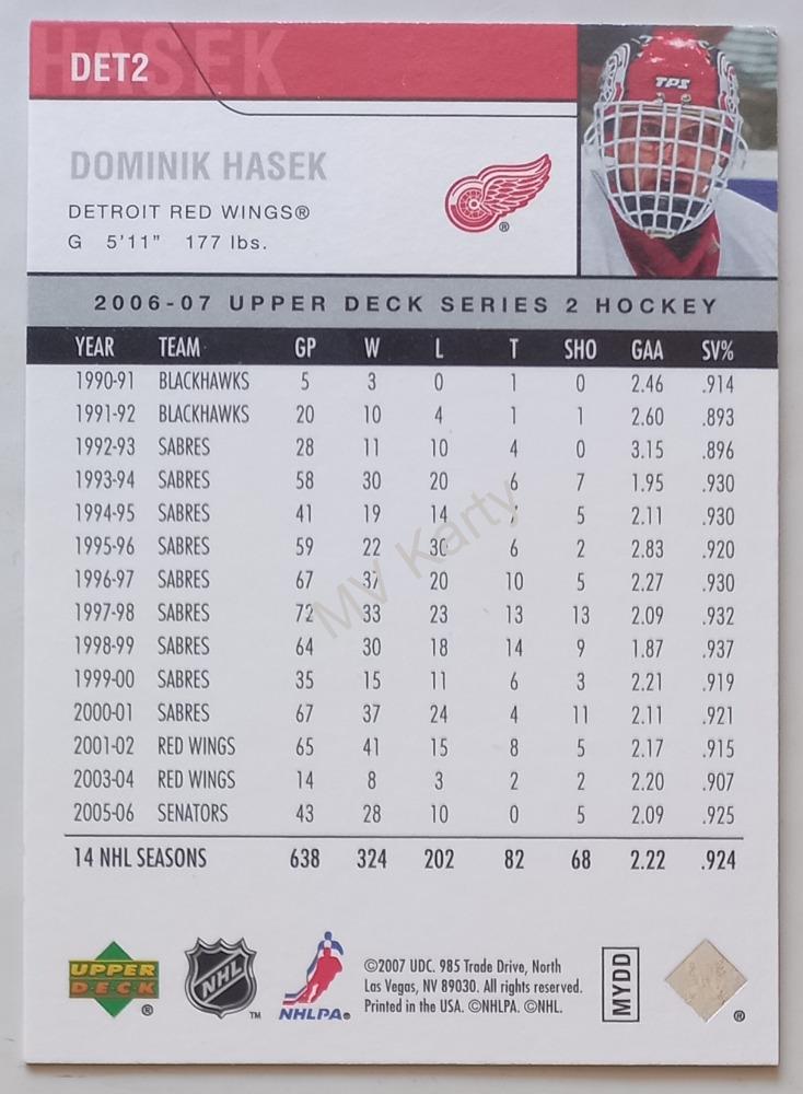 2006-07 Upper Deck Dominik Hasek #DET2