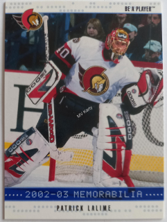 2002-03 In the Game Be A Player Memorabilia - [Base] - Sapphire #155 Patrick Lalime #/100