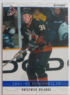 2002-03 In the Game Be A Player Memorabilia - [Base] - Sapphire #78 Krys Kolanos #/100