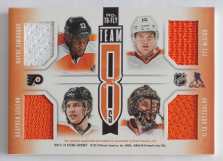 2013-14 Score - Team 8s Jerseys #T8-FLY  Brayden Schenn, Scott Hartnell, Scott Laughton, Tye McGinn, Wayne Simmonds, Cla…