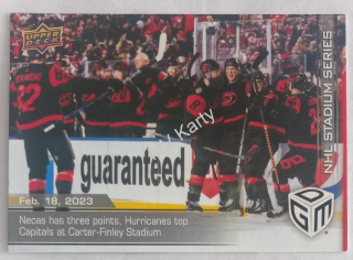 2022-23 Upper Deck Game Dated Moments - [Base] #56 - (Feb, 18, 2023) - Martin Necas Has Three Points, Hurricanes Top Capitals at Carter-Finley Stadium /599