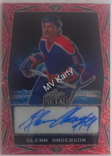 2024 Leaf Metal Hockey Legends - Base Autographs Diagonal Shimmer Red  #BA-GA1 - Glenn Anderson 3/7