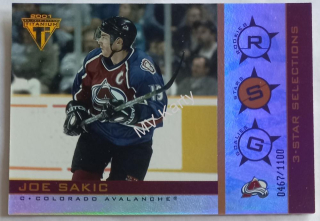 2000-01 Pacific Private Stock Titanium - 3-Star Selections #12 Joe Sakic #/1,100