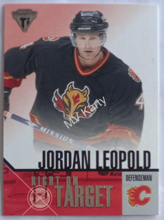 2002-03 Pacific Private Stock Titanium - Right on Target #4 Jordan Leopold