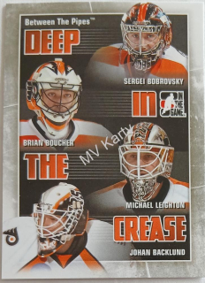 2010-11 In the Game Between the Pipes - Deep in the Crease #DC-22  Sergei Bobrovsky, Brian Boucher, Michael Leighton, Johan Backlund