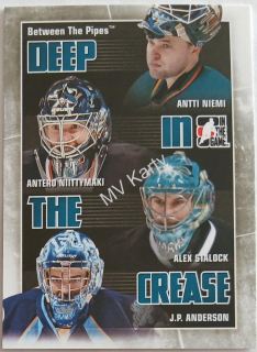 2010-11 In the Game Between the Pipes - Deep in the Crease #DC-25  Alex Stalock, J.P. Anderson, Antti Niemi, Antero Niittymaki