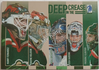 2003-04 In the Game Be A Player Memorabilia - Deep in the Crease #DC-11 Manny Fernandez, Dwayne Roloson, Josh Harding, Frederic Cloutier