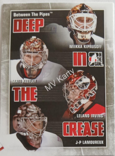 2010-11 In the Game Between the Pipes - Deep in the Crease #DC-05  Miikka Kiprusoff, Matt Keetley, Leland Irving, J.P. Lamoreux