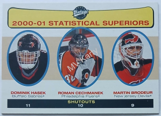 2001-02 Upper Deck Vintage - [Base] #270 Statistical Superiors - Roman Cechmanek, Dominik Hasek, Martin Brodeur