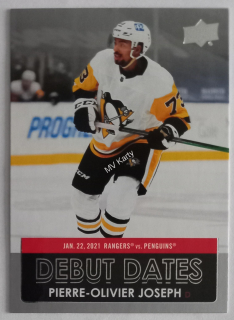 2021-22 Upper Deck Series 1 - Debut Dates #DD-10 Pierre-Olivier Joseph