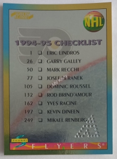 1994-95 Score - [Base] - Gold Line Pinnacle Punched #271 Checklist - Philadelphia Flyers Team, Pittsburgh Penguins Team