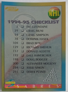 1994-95 Score - [Base] - Gold Line Pinnacle Punched #264 Checklist - Sabres and Flames