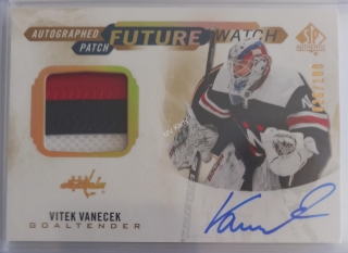 2020-21 SP Authentic - Limited Future Watch Autograph Patch #FWAP-VV  Future Watch - Vitek Vanecek #/100 (Lehce ťuklý spodní pravý roh)