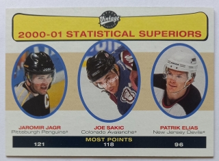 2001-02 Upper Deck Vintage - [Base] #263 Statistical Superiors - Jaromir Jagr, Patrik Elias, Joe Sakic