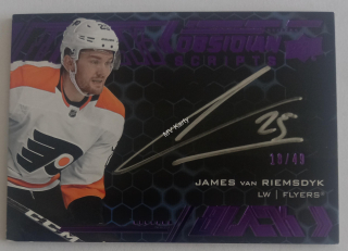 AUTO karta James van Riemsdyk 20-21 UD Black Obsidian Scripts Purple /49